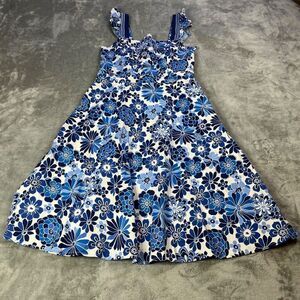 Tahari ASL Dress Womens 8 Blue‎ Floral A-Line Fit & Flare Ruffle Detail Lined